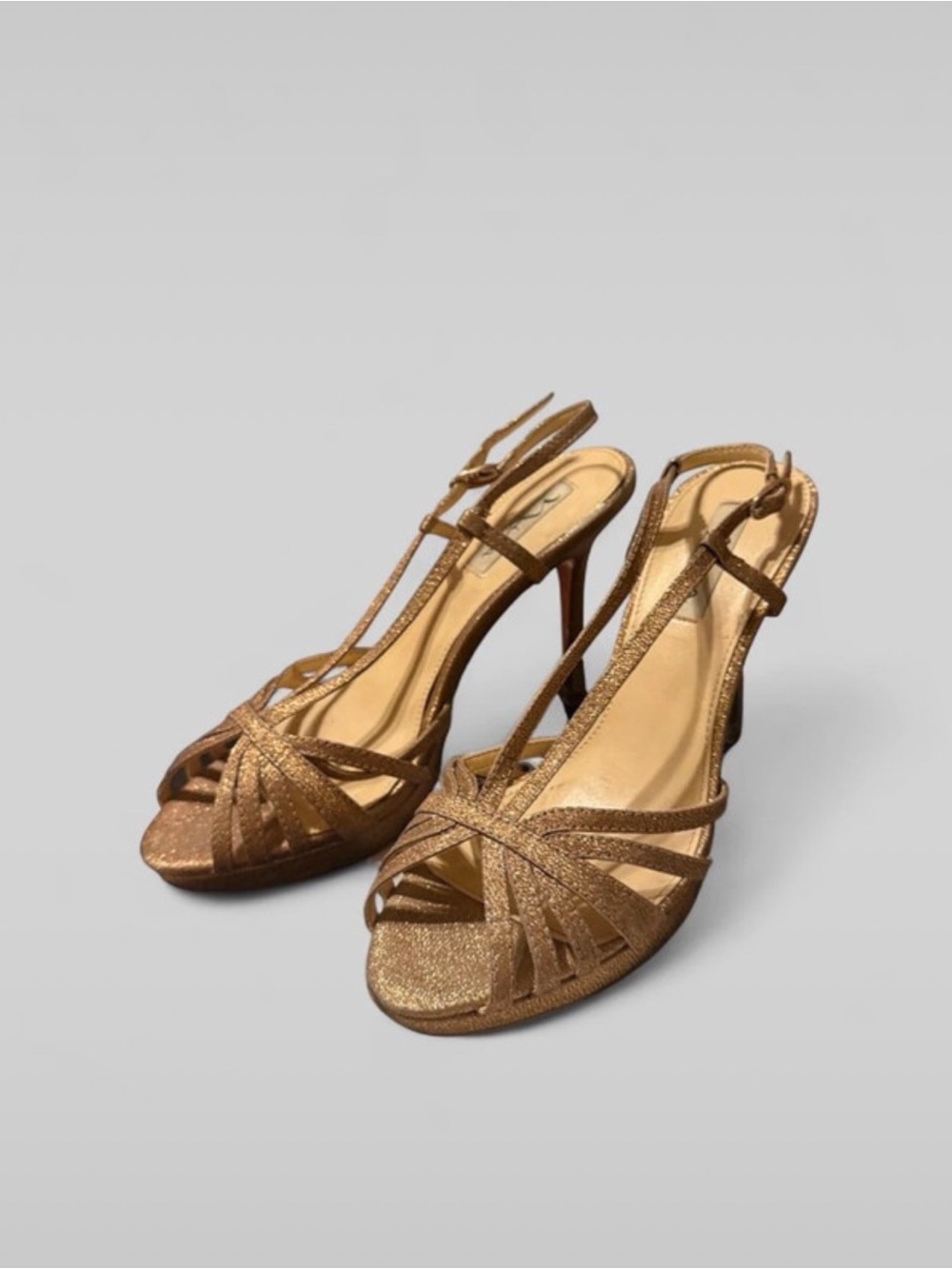 Nina Bronze Metallic Strappy High Heel Sandals